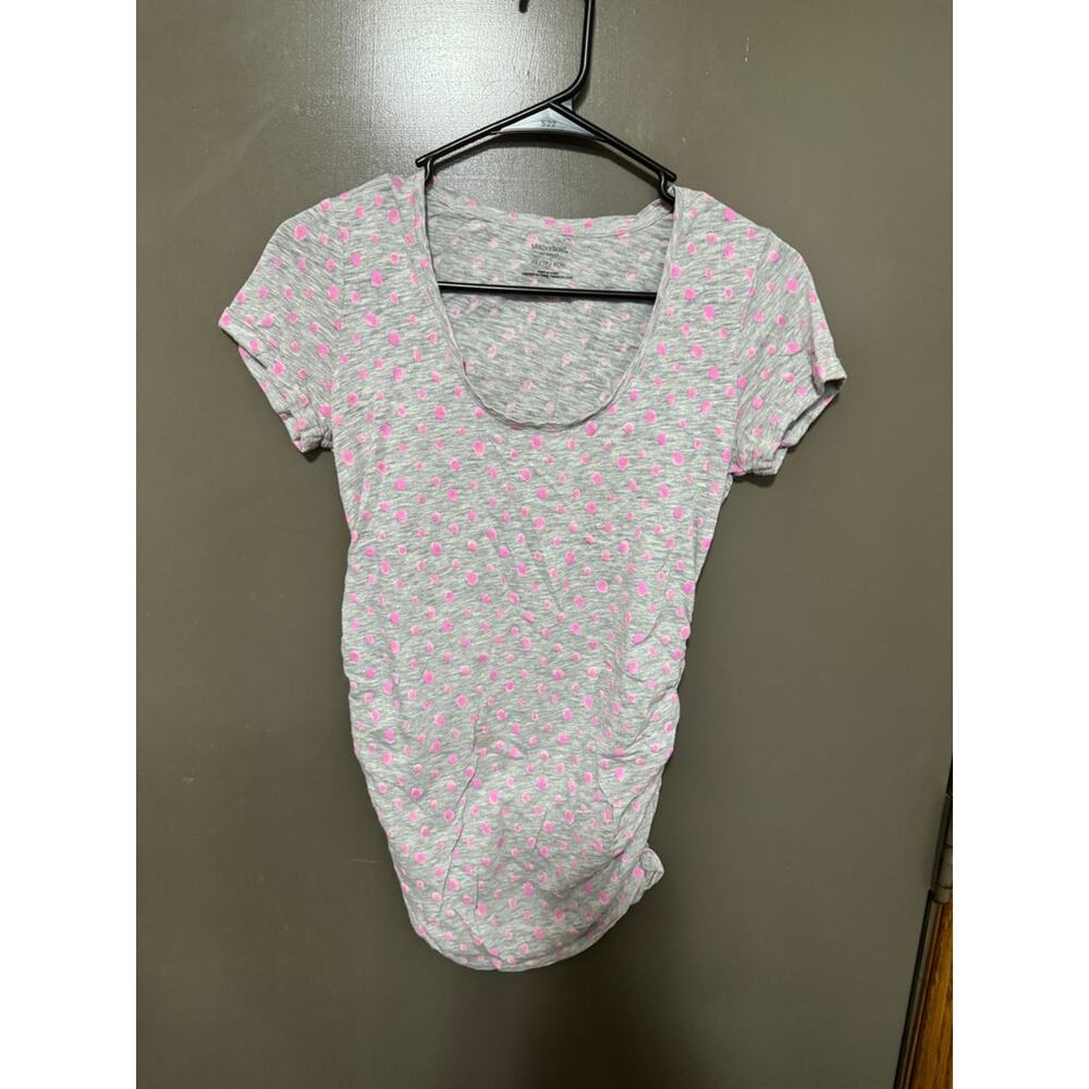 Motherhood Maternity Pink Polka Dot Short Sleeve Top